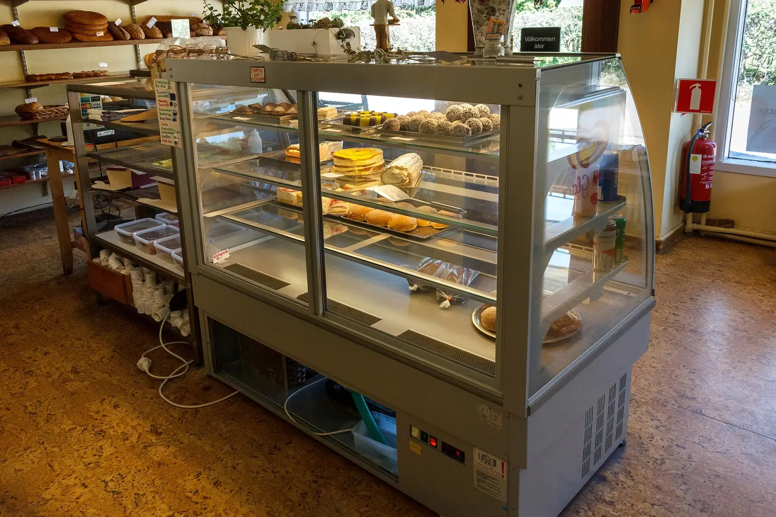 Cakes and pastries in a bakery display case. The photo was not taken in Duluth.