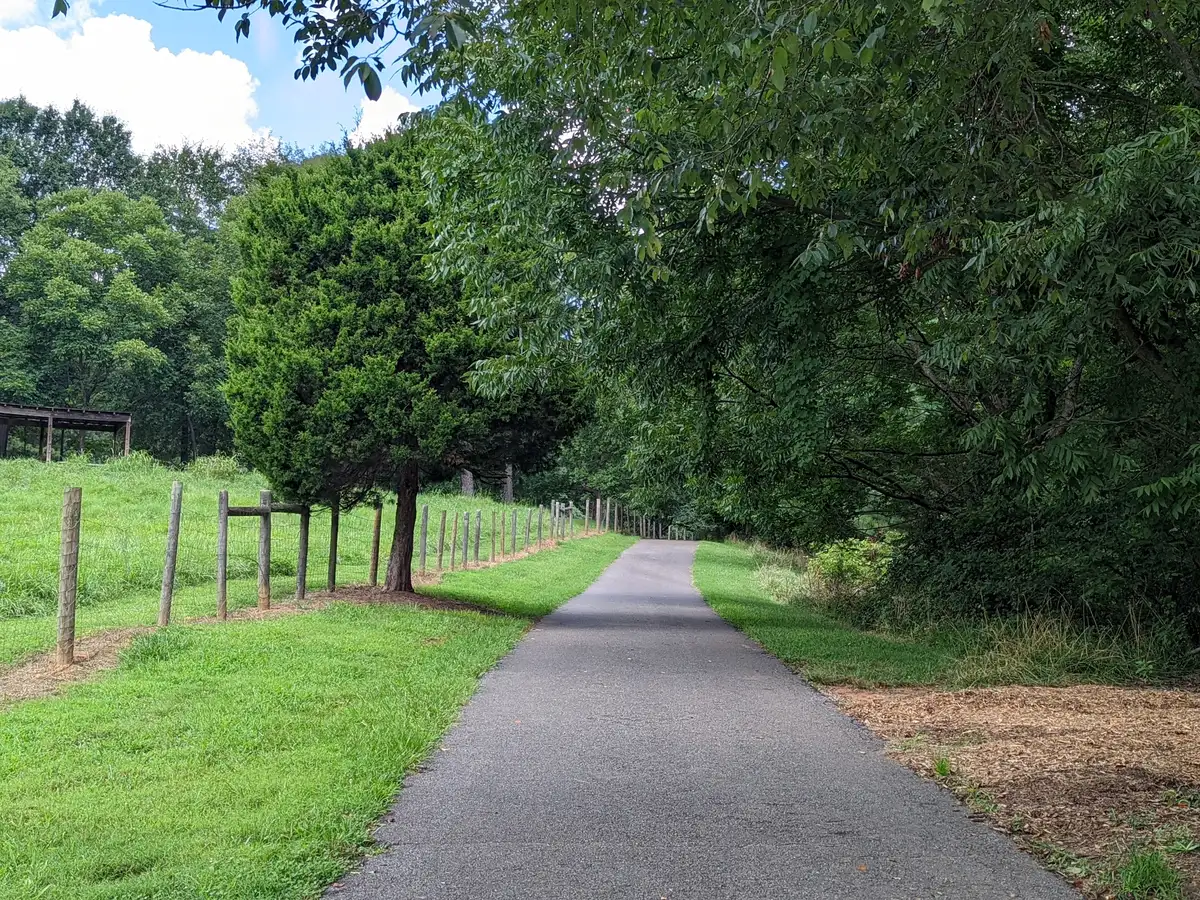 A paved trail at McDaniel Farm Park, the Gwinnett County park south of the Bunten Road area