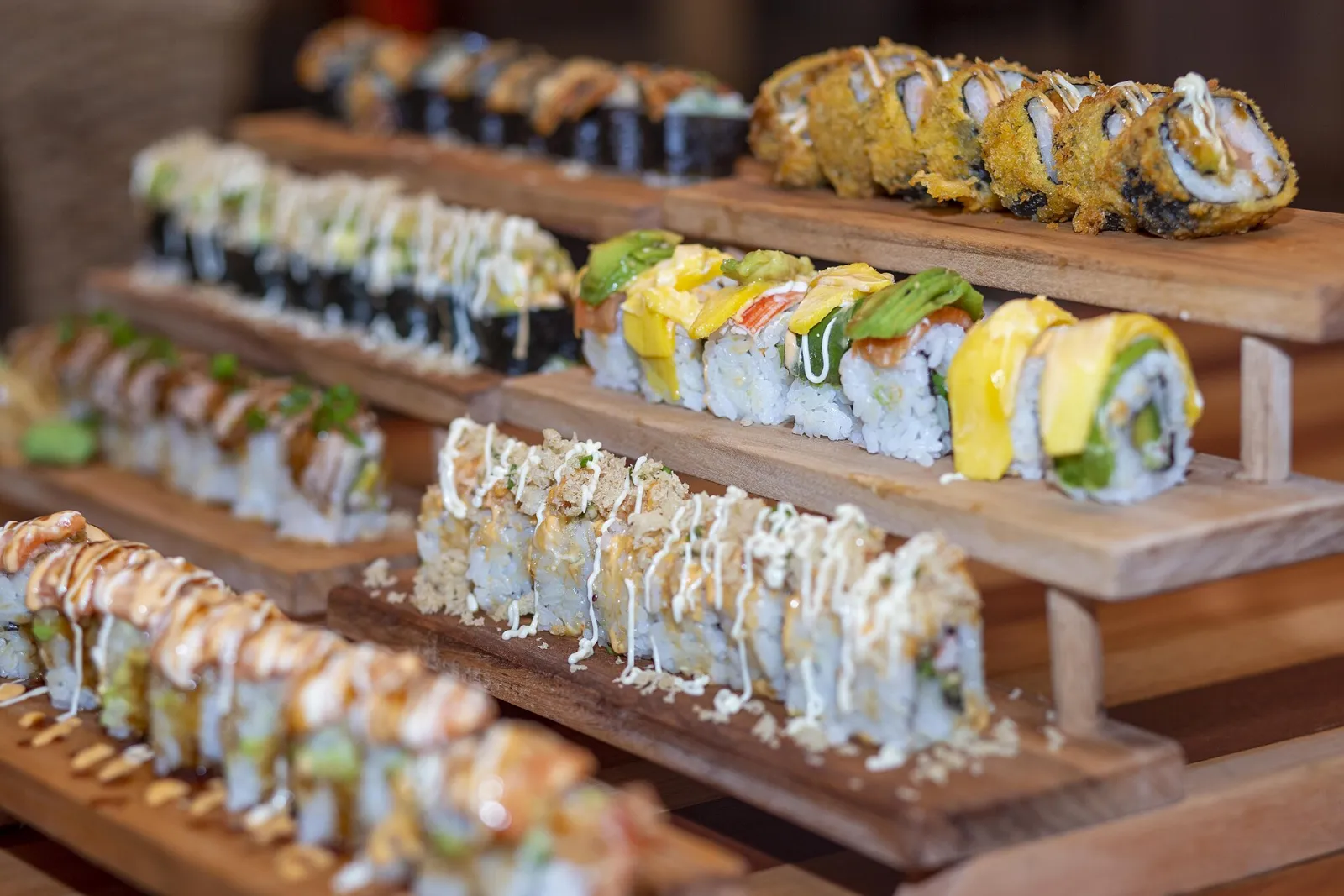 Sushi rolls on a plate. The photo was not taken at a Duluth restaurant.